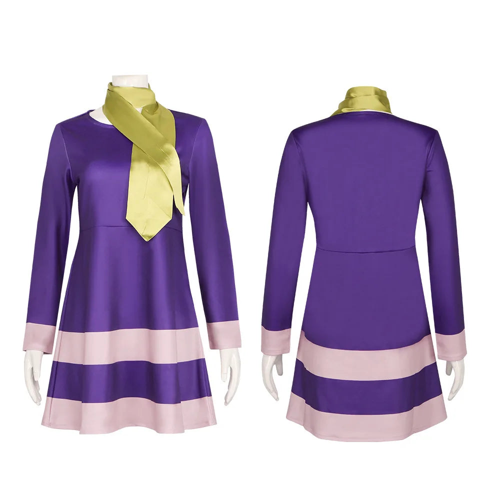Daphne Blake Cosplay Costume Fancy TV Cosplay Doo Disguise Dress Headband Purple Set Girls Fancy Clothes Halloween for Women Good Vibrations