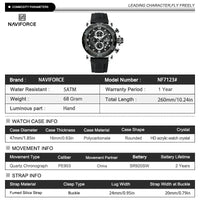 NAVIFORCE for Men Silicone Strap Luxury Fashion Quartz Watches Wrist watch Sports Chronograph 5TM Waterproof Male Watches GIfts Good Vibrations