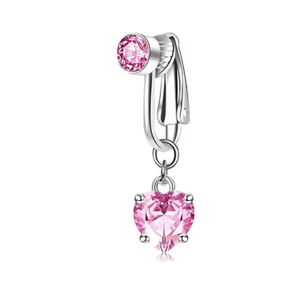 Clip On Belly Button Ring Butterfly Copper Zircon Pink Fake Belly Piercing Umbilical Navel Body Jewelry Trendy Fashion Style Good Vibrations Adult Super Store