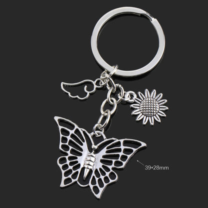 Fashion Animal Women Keychain Car Moon Cat Dog Love Heart Key Chain Friends Gift Jewelry Bag Pendant Wing Evil Eye Angel Turtles Good Vibrations