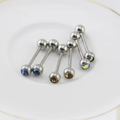 ZS 1Piece 14G Oil Luminescence Tongue Piercing Rings Stainless Steel Tongue Stud Skull Star Studs Earrings BCR Piercings Jewelry Good Vibrations Adult Super Store