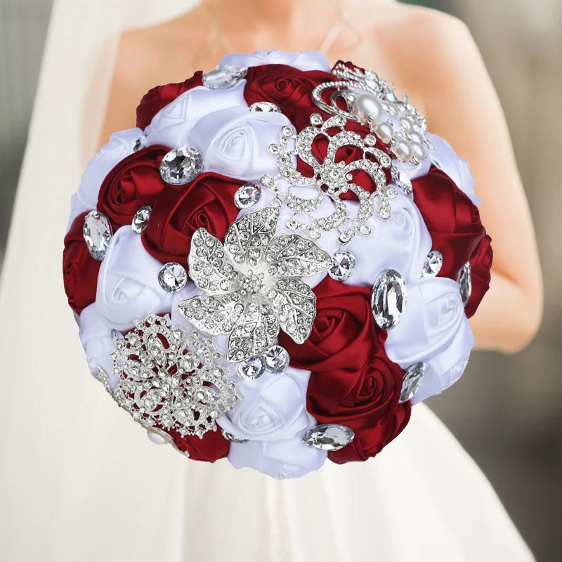 Green Crystal Wedding Bouquet Red Brooch bouquet wedding Wedding flowers Bridal Bouquets Good Vibrations