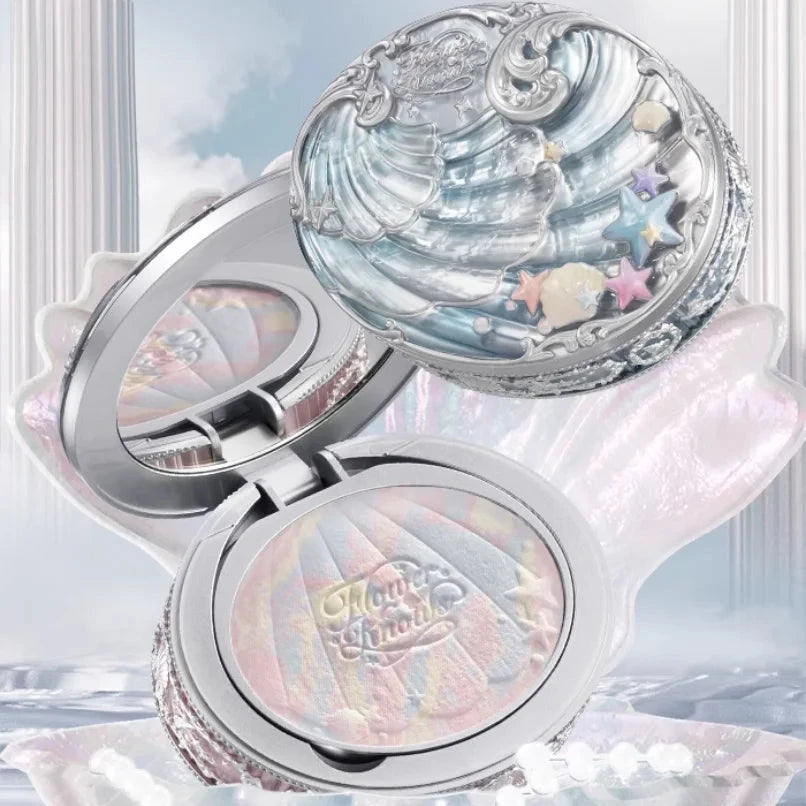 Flower Knows Shell Pearl Collection Baked Powder Mixed Color Honey Powder Clear Matte Makeup Setting Powder Natural Bronze Glow Good Vibrations