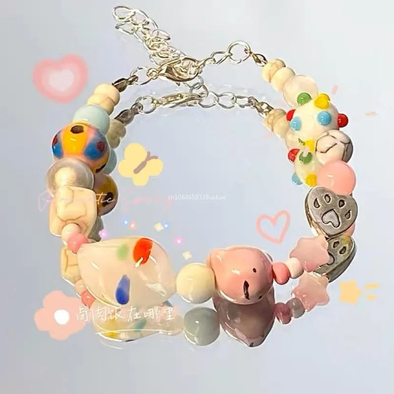Handmade Colorful Beaded Bracelet Stretch Bracelets Fashion Bangle Elastic Cord Bracelet Statement Jewelry pulseras mujer Good Vibrations