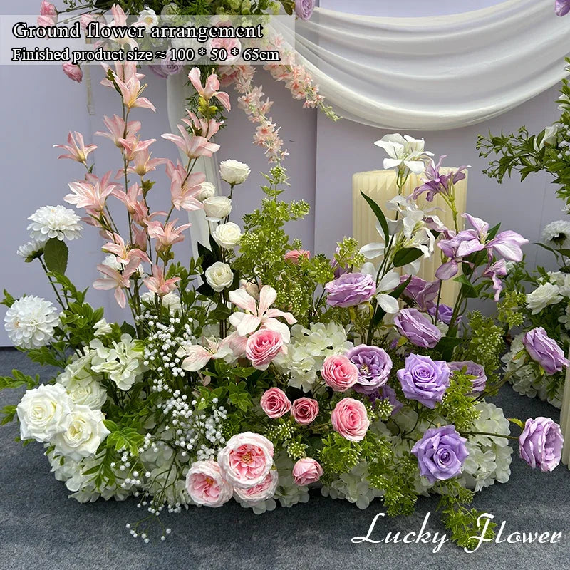 Outdor Wedding Decoration Artificial Flowers Hanging Flower Row Road Leading Flower Ball Floral Backdrop Decor Floor Flower Row Good Vibrations