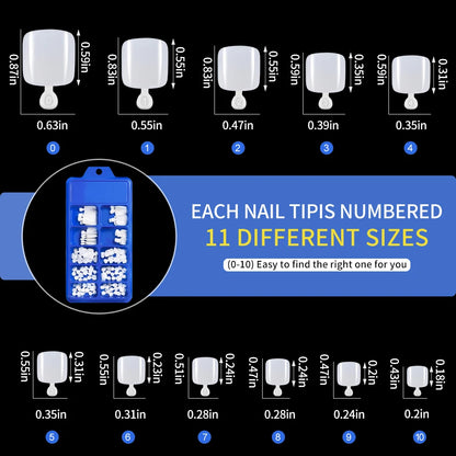 100pcs Fake Toenail Natural White Press On Toe Foot Full Cover Square Nails Art Tips Artificial Acrylic False Nail Manicure Tool Good Vibrations