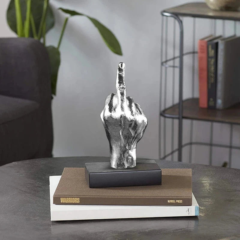 Desk Ornaments Of Middle Finger Statue Upright Middle Finger Arts Crafts Desktop Gesture Figurine Sculpture Living Room Dec Good Vibrations