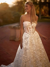 Gorgeous Wedding Dresses Glamorous Bridal Gowns Lace Appliques Strapless Backless Robes Pretty Vestidos De Novia Customized 2025 Good Vibrations