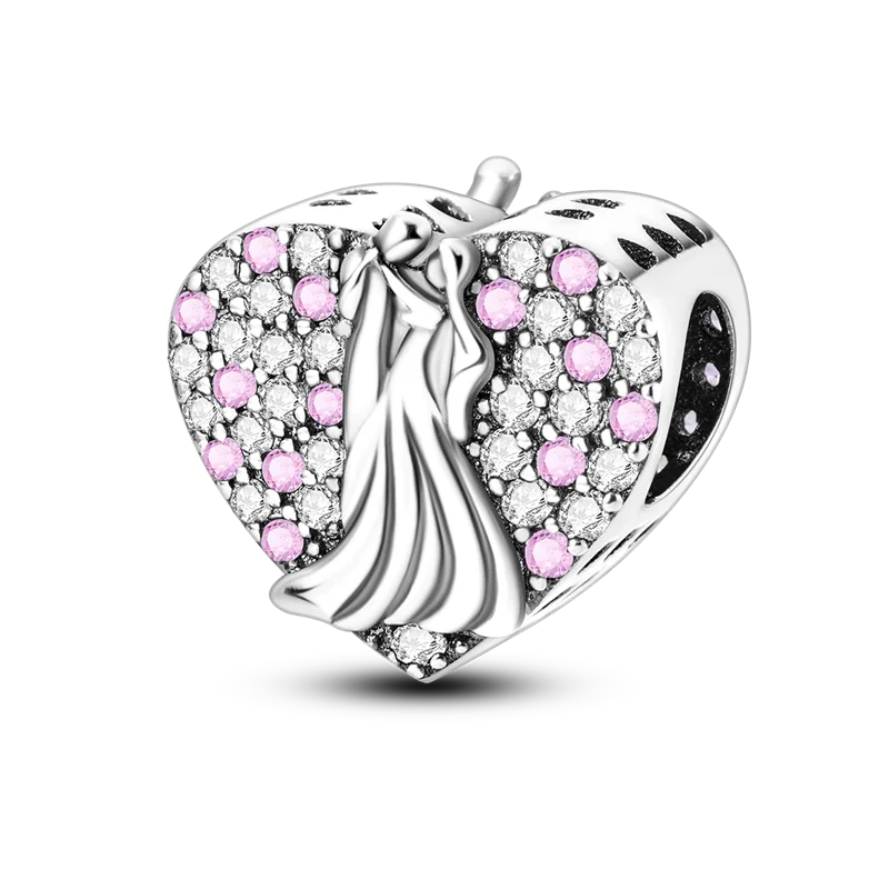 Heart Shape 925 Sterling Silver Family Lover Affection Pendant Charm Beads Fit Original Bangle Bracelet DIY Jewelry For Women Good Vibrations