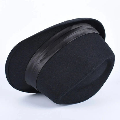 Classic Fedora Men's Hats 2025 Casual Short Sleeve Trilby Top Hat French England Elegant Ribbon Jazz Cap Fedoras Black Felt Hat Good Vibrations