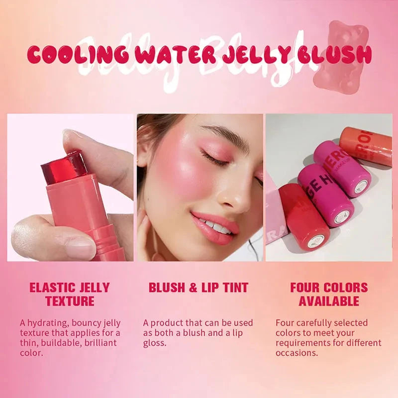 Jelly Blush Lip Gloss Stick for Lazy People to Contour, Even Skin Tone, Brighten and Color, Easy to Apply for Both Lips and Face Good Vibrations