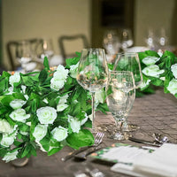 Artificial White Flower Garlands, Rose Vines, Fall Decor, Faux Floral, Wall Hanging Plants, Wedding, Home Party, 5 Pack, 37.5 ft Good Vibrations