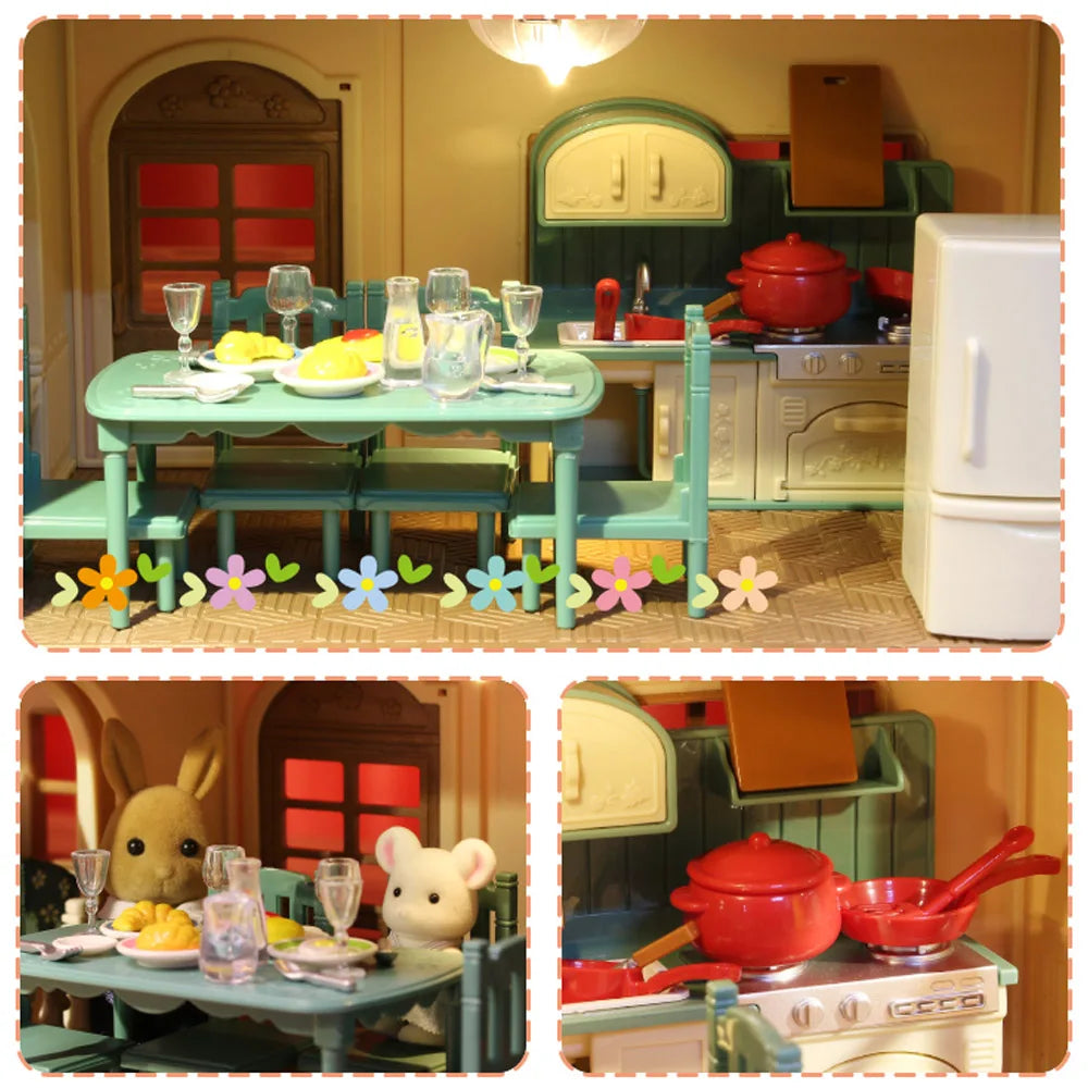 1:12 Miniature Furniture Forest Family Kitchen Toy Dining Table Dollhouse Accessories Bathroom Pretend Play For Girl Gifts Toys Good Vibrations