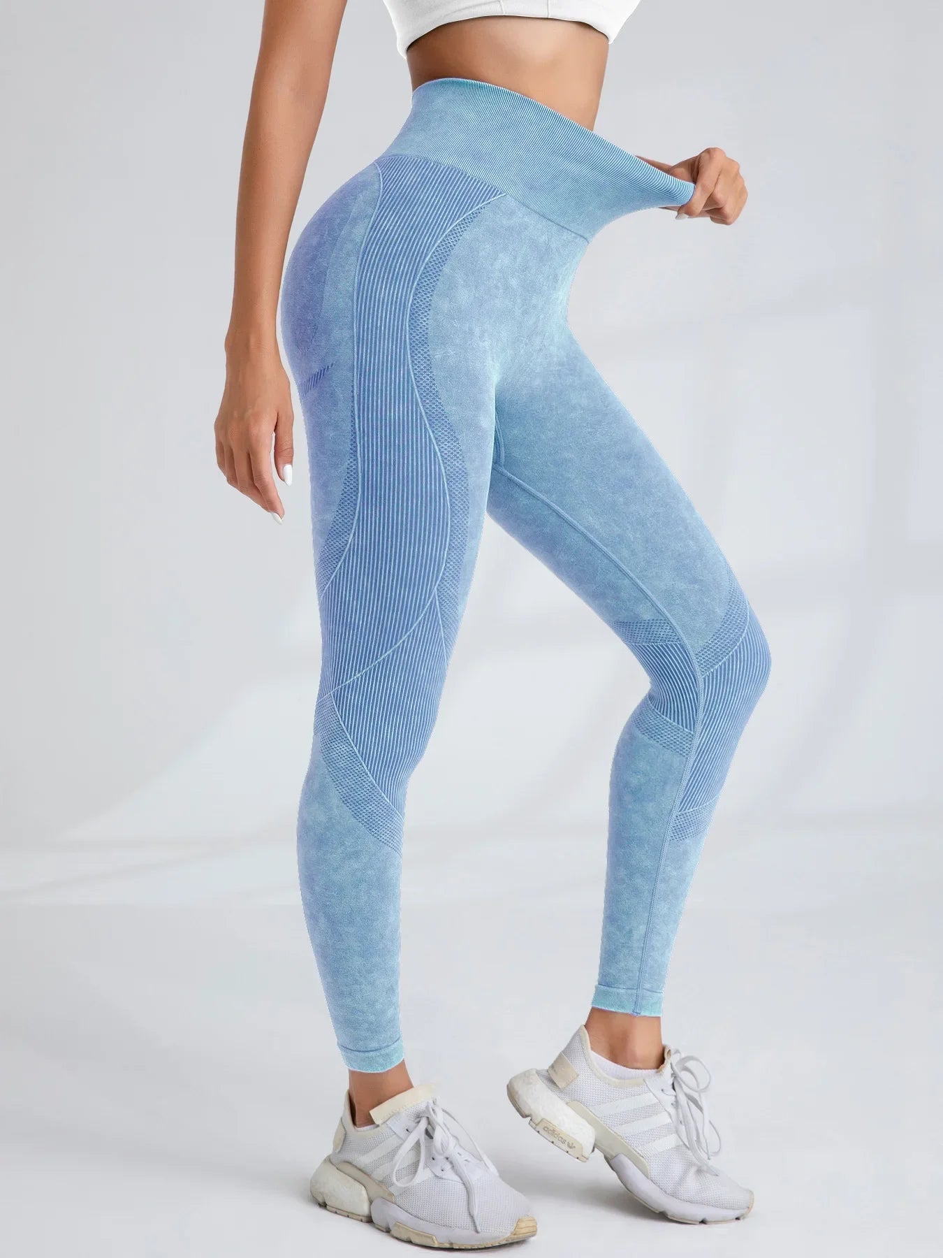 Women Seamless Gym High Waist Yoga Pants Hip Lifting Outdoor Sports Tight Waist Letter Sand Washed Pants Exercise Yoga Leggings Good Vibrations