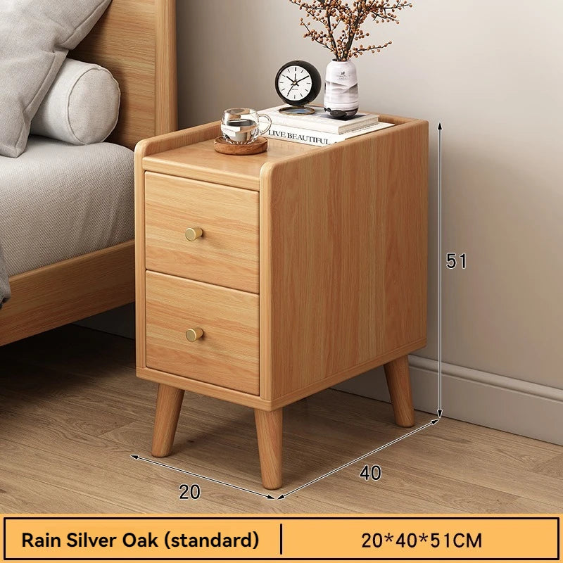 Bedside cabinet, household small bedroom storage, narrow cabinet, mini storage shelf, solid wood color, multi-purpose storage Good Vibrations