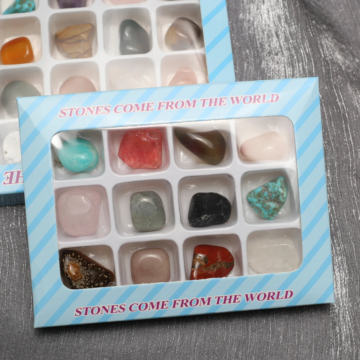 1set Natural Mineral Specimen Gift Box, Gemstones Collectible Sample, Home Student Decoration, Healing Stones, Gift Collection Good Vibrations
