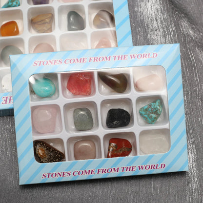 1set Natural Mineral Specimen Gift Box, Gemstones Collectible Sample, Home Student Decoration, Healing Stones, Gift Collection Good Vibrations
