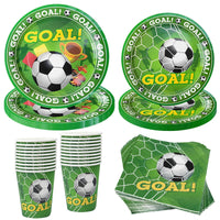 Soccer Party Disposable Tableware Paper Plates Cups Napkins Tablecloth Kids Boys Football Birthday Party Decoration Supplies Good Vibrations