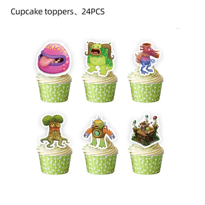 My Singing Game Monsters Birthday Party Decoration Balloons Backdrop Banner Cake Topper Baby Shower Party Supplies Tableware Good Vibrations