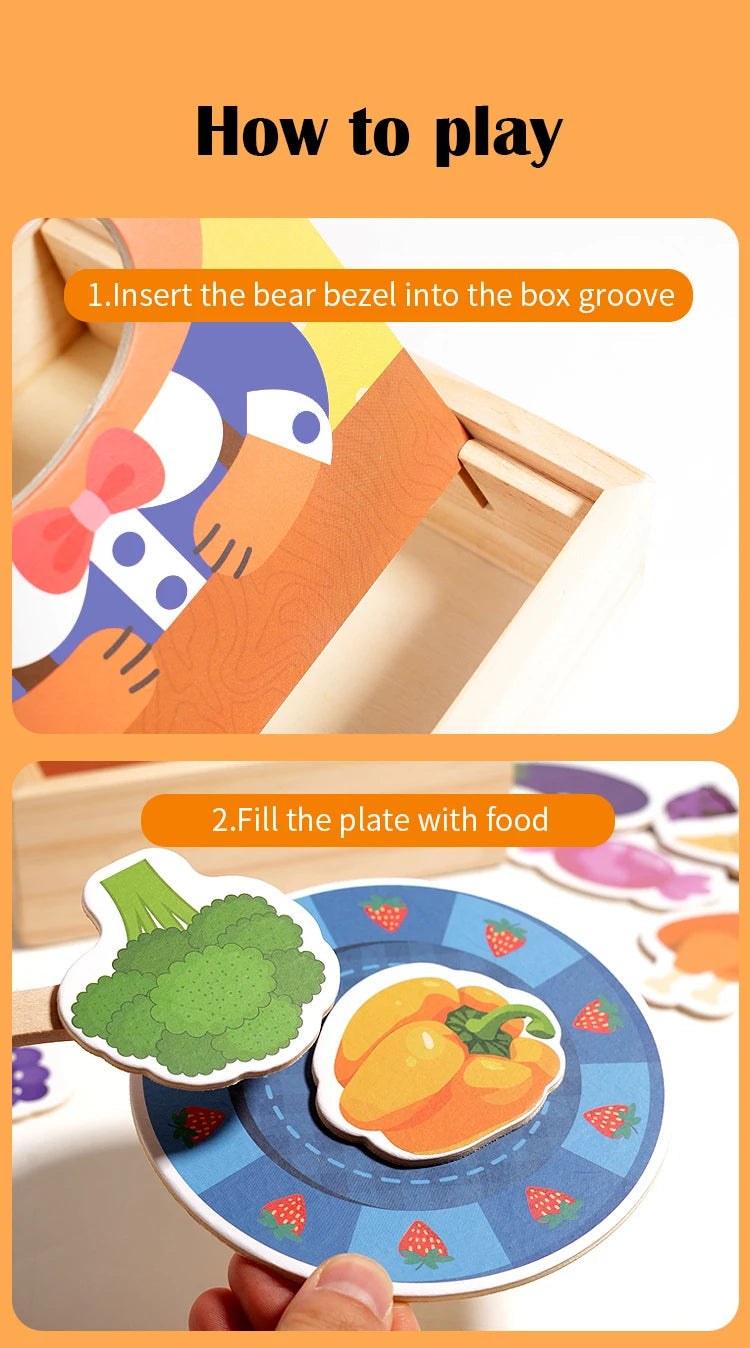 Parent child simulation teddy bear feeding game, early childhood education, baby's fine action, spoon training toy Good Vibrations