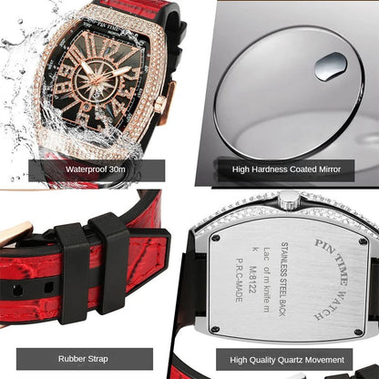 Fashion Mens Watches Men Wristwatches Automatic Quartz Man Clock Male Luxury Reloj Diamond Big Large Arabic Numeral Dial Watch Good Vibrations