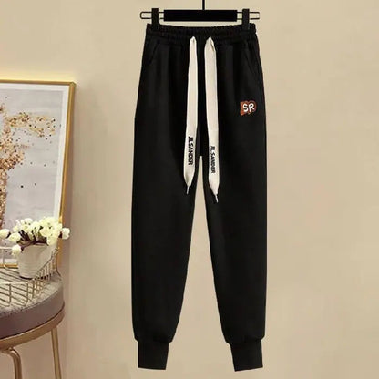 Sports Set for Women in Spring and Autumn New Korean Version Color Blocking Hooded Top Casual Pants Age Reducing Two-piece Set Good Vibrations