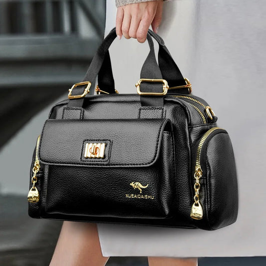 Luxury Designer Purse and Handbag Fashion High Quality Women's Shoulder Bag Large Capacity Soft Leather Locomotive Crossbody Bag Good Vibrations