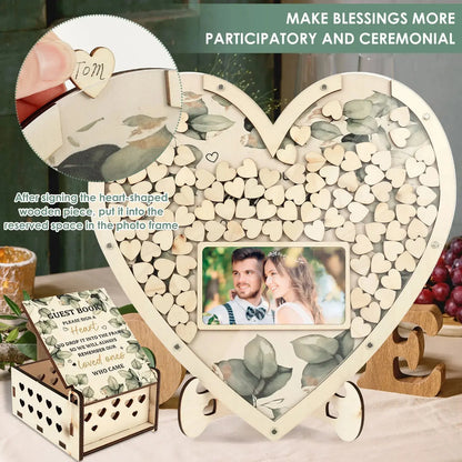 Wooden Wedding Guest Book Heart Shaped Guest Book Wedding Reception Personalized Nuptial Attendee Board Decoration for Reception Good Vibrations