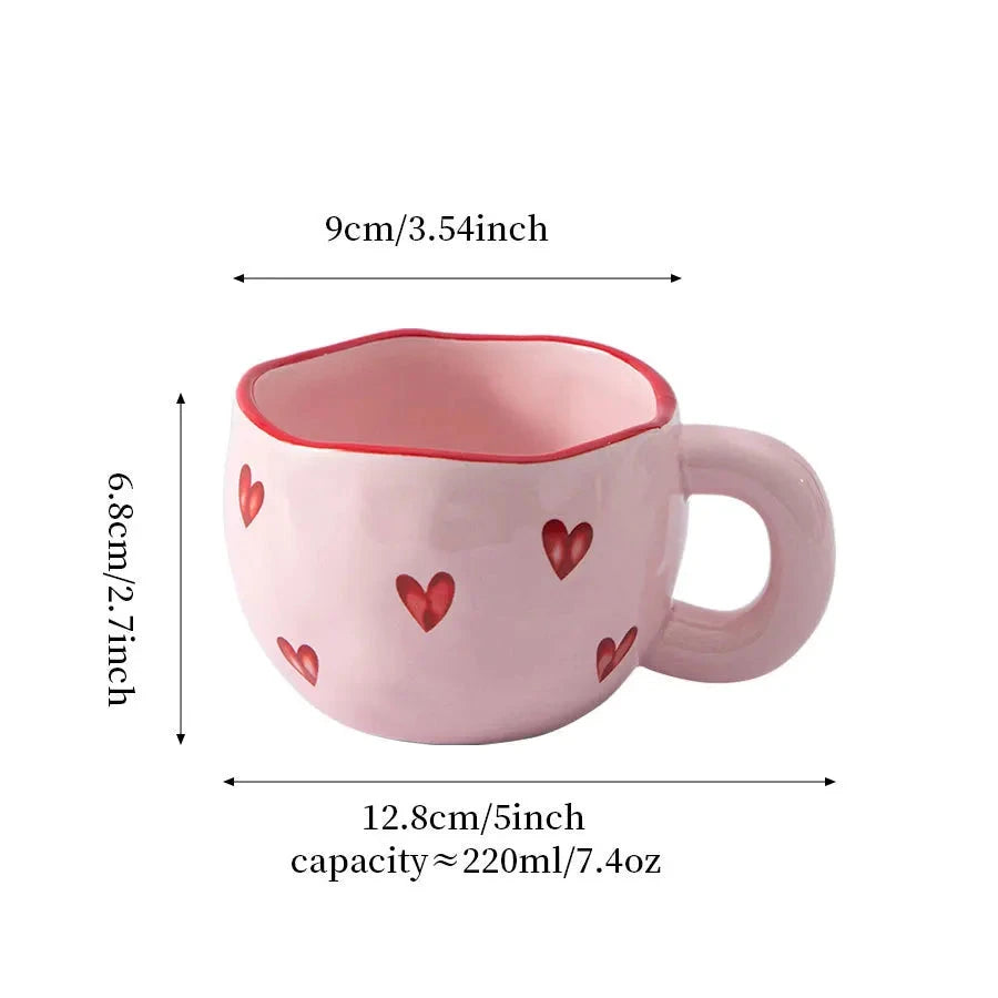 Creative Hand-painted Love Ceramic Mug, Cute Breakfast Milk Cup, Office High-value Coffee Mugs, Christmas Gift Couple Water Cups Good Vibrations