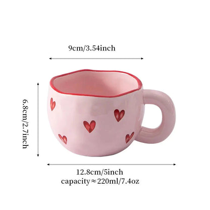 Creative Hand-painted Love Ceramic Mug, Cute Breakfast Milk Cup, Office High-value Coffee Mugs, Christmas Gift Couple Water Cups Good Vibrations