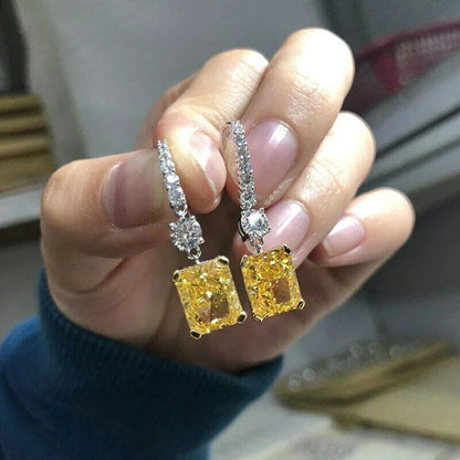 2026 Fashion Bright Yellow Crystal Earrings Female Engagement Party Jewelry Temperament Women Wedding Ceremony Accessories Good Vibrations