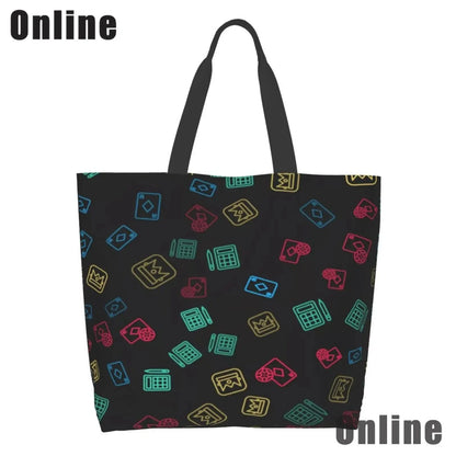 I Love Bingo Game Funny Handbags Shoulder Bags Casual Shopping Girls Tote Bag for Women Folding Reusable Shopping Bags Good Vibrations