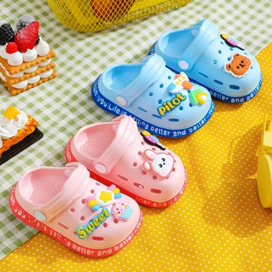 Summer Children Garden Slippers Shoes Boys&Girls Beach Sandal Kids Lightweight Breathable Cute Cartoon Slip Baby Slippers Good Vibrations