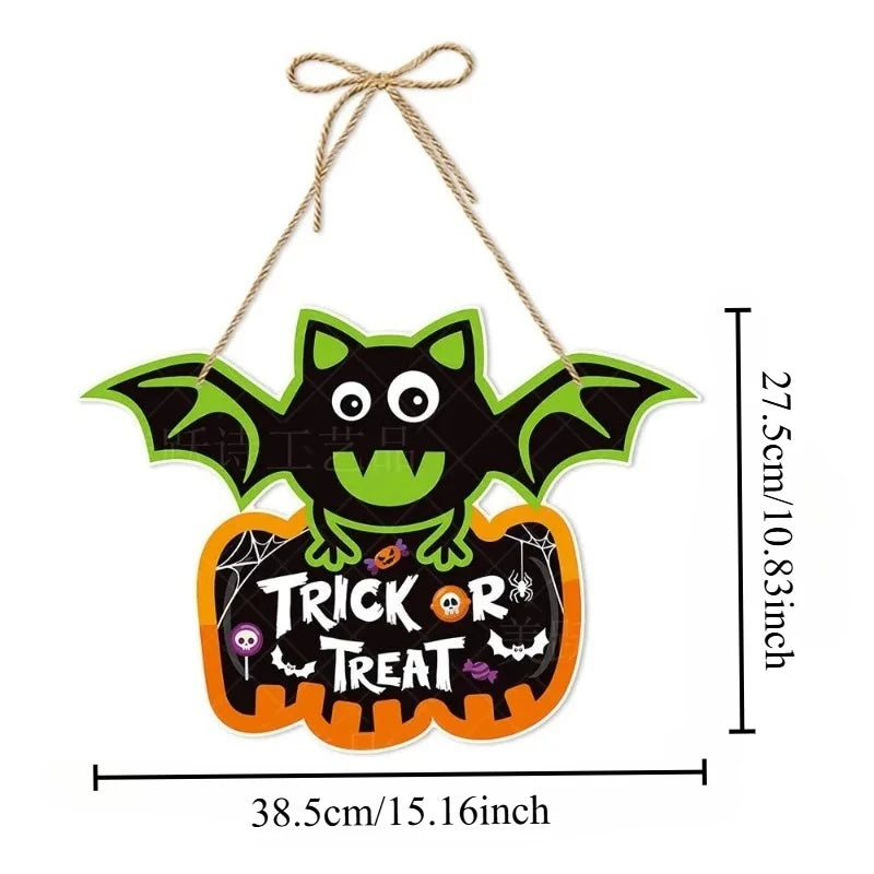 Halloween Party Door Decorations Horror Pumpkin Ghost Bat Hanging Pendent paper Sign for Home Halloween Festival Party Decor Good Vibrations