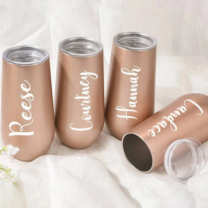 Personalized Bridesmaid Champagne Tumbler Good Vibrations