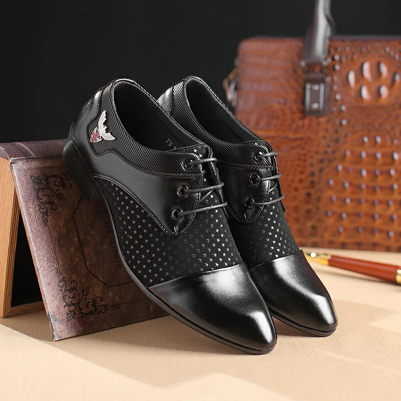 Mens Dress Shoes for Men Lace-Up Fashion Office High Quality Leather Comfy Business Man Formal Shoe Wedding Party Style Footwear Good Vibrations