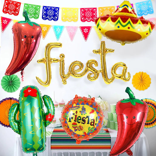 2025 Fiesta Party Decoration Balloons Mexican Fiesta Party Decorations Taco Luau Decorations Birthday Party Supplies Home Decor Good Vibrations