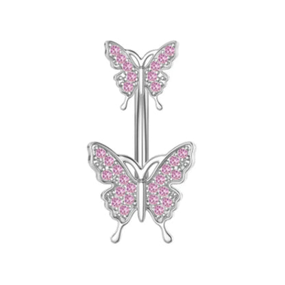 Fashion Pink Crystal Crown Belly Button Rings Stainless Steel Long Pendant Butterfly Heart Navel Piercing for Women Jewelry Good Vibrations Adult Super Store