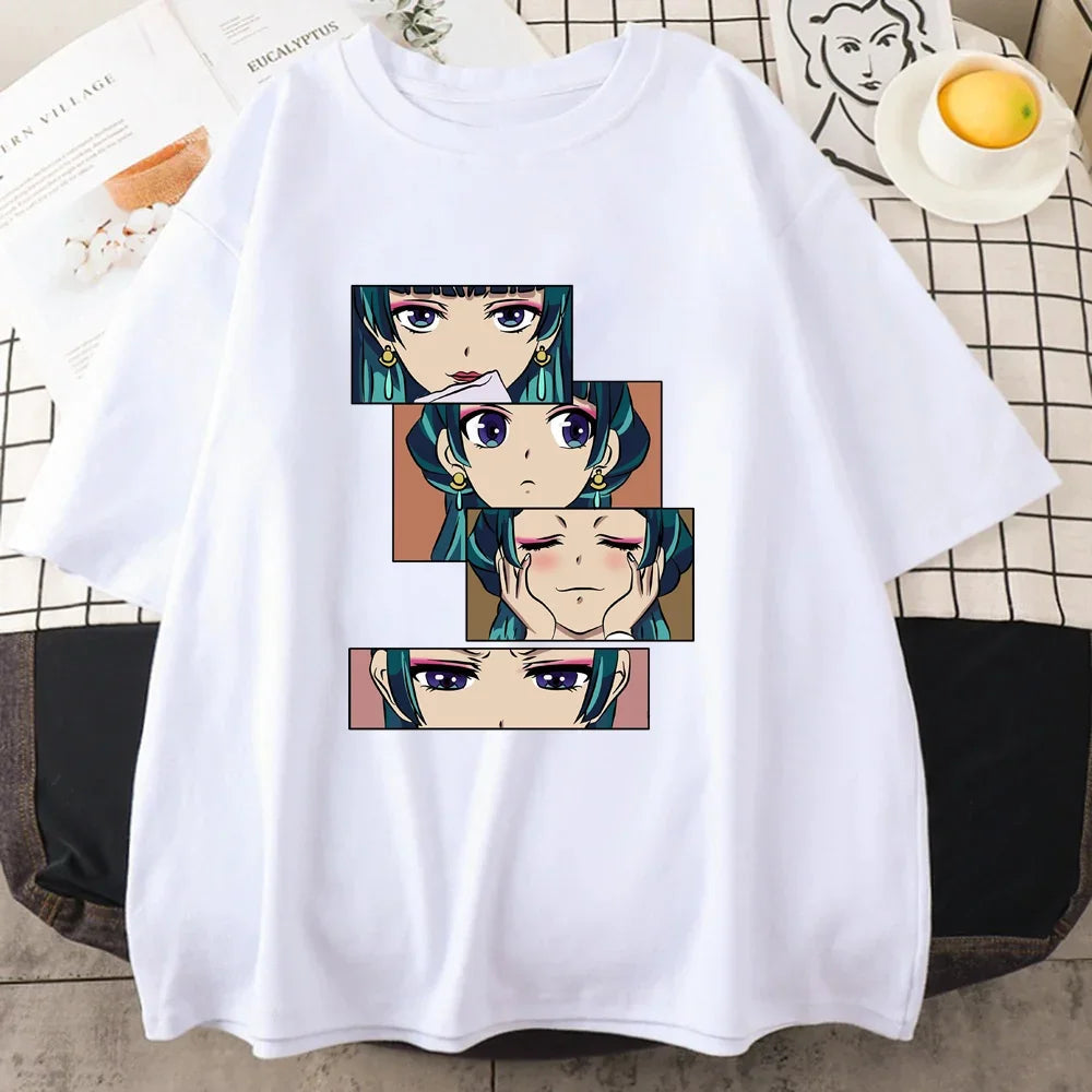 New Womens Anime Harajuku Shirt Cute Anime The Apothecary Diaries Graphic Womens T-Shirt Tops Good Vibrations