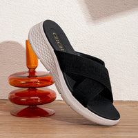 Cross Strap Upper Design Fashion New Women's Slippers Lightweight and Comfortable Pure Colour Simple Versatile Good Vibrations