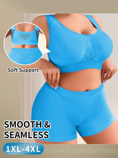 1 Set Women's lingerie set  Plus Size Bralette Seamless Bra Comfortable Breathable Sports Bra Stretch Fabric Boxers Good Vibrations