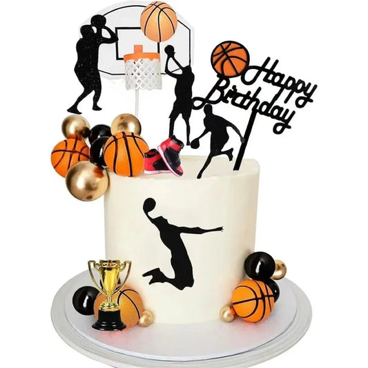 Boy Basketball Cake Decoration Happy Birthday Cake Decoration Passionate Basketball Theme Party Decoration Cupcake TopDecoration Good Vibrations