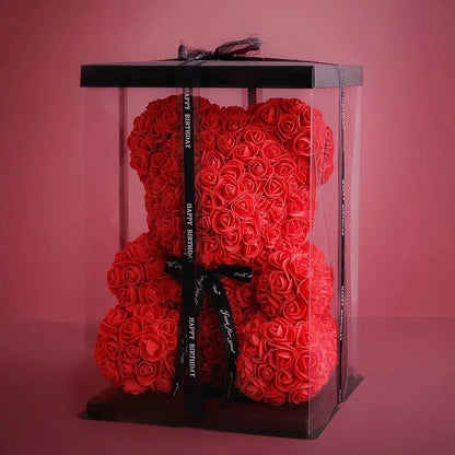 Rose Bear NEW Valentines Day Gifts 25cm Flower Bears Artificial Floral Decorations Mother' DAY Gift For Girlfriend Festival And Good Vibrations