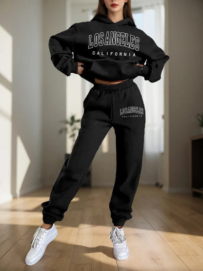 Women's Hoodies Two Pieces Sets Fashion Letter Print Pullover Sweatpants 2Pieces Set Sweatshirts Trousers Suit For Women Hooded Good Vibrations
