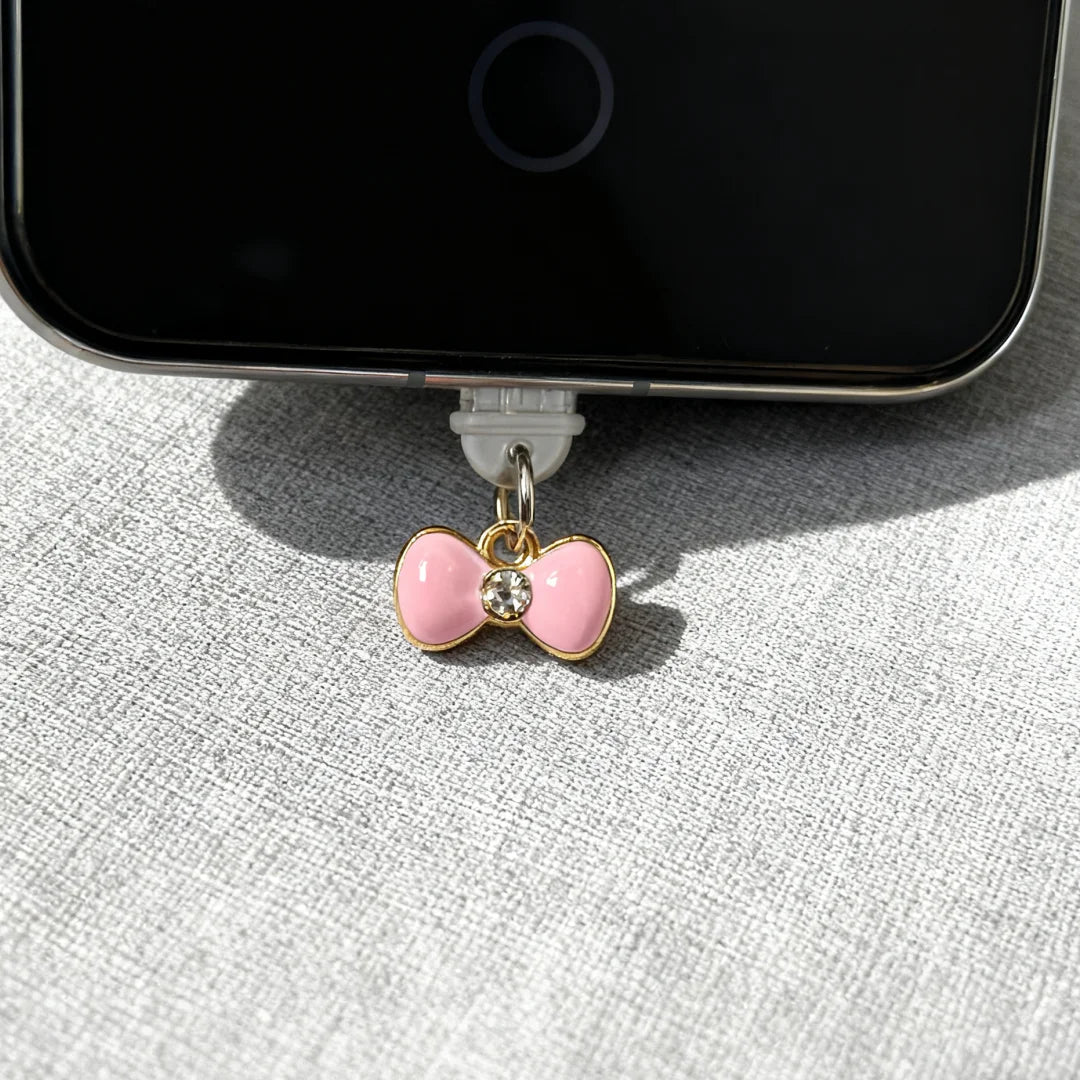 Pink Bow-Shaped Phone Dust Plug, Cute Bow Design, Sweet and Adorable Phone Accessory Good Vibrations