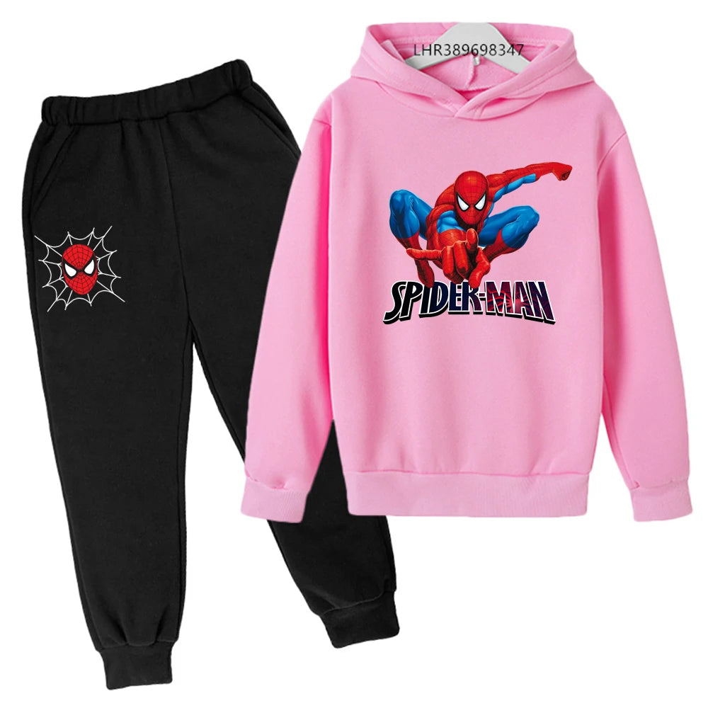 Autumn winter children's hoodie Spider-Man clothing leisure outerwear sweatshirt +pants set  Suitable 3-12 years Boys girls gift Good Vibrations
