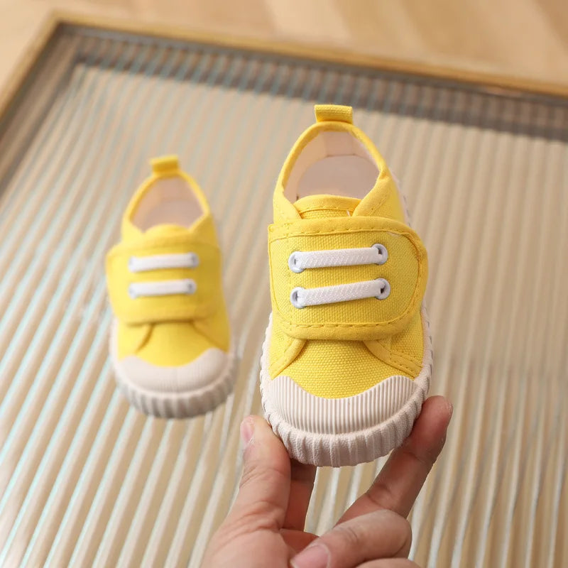 Children's Casual Shoes, Canvas Soft Sole Shoes Spring and Autumn Boys and Girls' Low Top Single Shoes Non-slip Prewalker Kids Good Vibrations