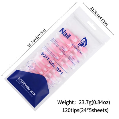 120pcs Pink French Tip Press-On Nails Medium Length Square Shape With Glossy Finish False Nails Full Cover Pre-Shaped Fake Nails Good Vibrations