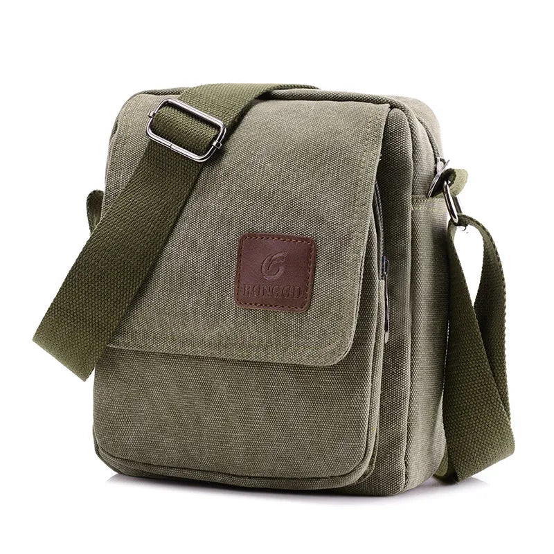 Casual Crossbody Bag, Men's Retro Canvas Crossbody Bag, Suitable for Going Out and Daily Commuting, Shoulder Bag Good Vibrations