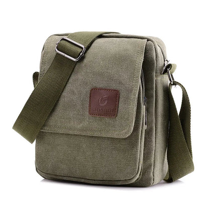 Casual Crossbody Bag, Men's Retro Canvas Crossbody Bag, Suitable for Going Out and Daily Commuting, Shoulder Bag Good Vibrations